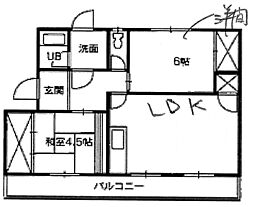 コンフォール操風 2LDKの間取図画像