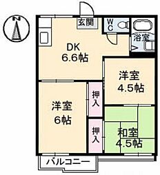 コーポエクセル1 3DKの間取図画像
