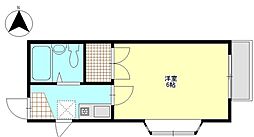ブロリー 1Kの間取図画像