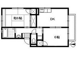 レインボーパレスC 2DKの間取図画像