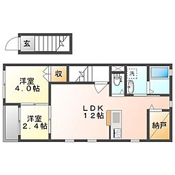 シャガールB 2LDKの間取図画像