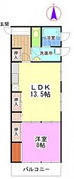 NK内山下コータース 1LDKの間取図画像