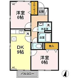 エスポワールえなみA 2DKの間取図画像