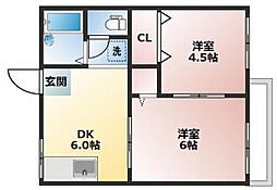 メゾン若草 2DKの間取図画像