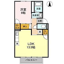 タウン妹尾 1LDKの間取図画像