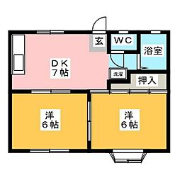 シャトル 2DKの間取図画像