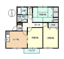 あくらコーポA 3DKの間取図画像