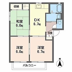 シャーメゾンつかさB 3DKの間取図画像