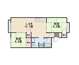 ガーデンハイツ南輝B 2LDKの間取図画像