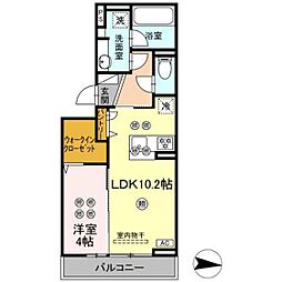 オベリオ 1LDKの間取図画像