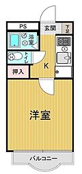 セントリヴィエール南方 1Kの間取図画像