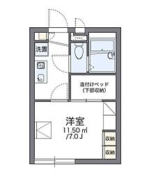 レオパレスレオヒラノ2 1Kの間取図画像