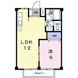 シティハイツ片岡 1LDKの間取図画像