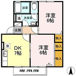 ビューラー福泊B 2DKの間取図画像