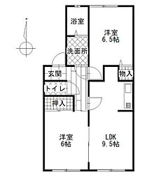 エトワール中井A 2LDKの間取図画像