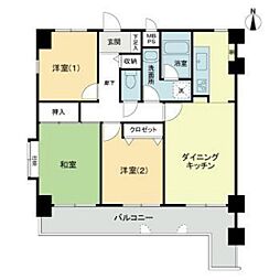 ライオンズマンション岡山医大東第2 3DKの間取図画像
