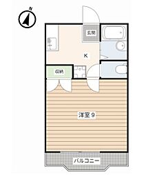 プレアール津高 1Kの間取図画像