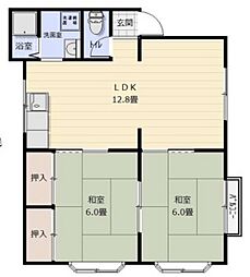 コーポアーベント 2LDKの間取図画像