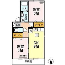 プレザント芳泉 2DKの間取図画像