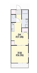 プリムール 1DKの間取図画像