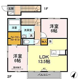 ポルトボヌールA 2LDKの間取図画像
