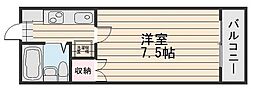 奥田西町ハイツ 1Kの間取図画像