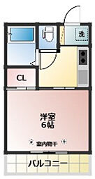 パークプレイス西川原2 1Kの間取図画像