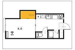 カレッジ浜 1Kの間取図画像