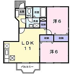 ハイムサンビレッジE 2LDKの間取図画像