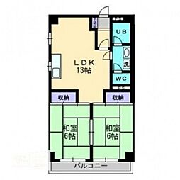 深可ヒュッテ 2DKの間取図画像