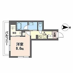 ウエストハイツ 1Kの間取図画像