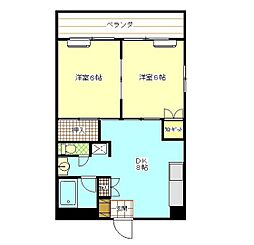 西川コーポ 2DKの間取図画像