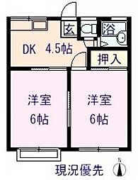 コーポかたやまC 2DKの間取図画像