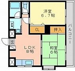 グレースコート 2LDKの間取図画像