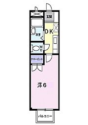 セイバー浜野 1Kの間取図画像