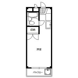 コンチネンタル学南町 1Kの間取図画像