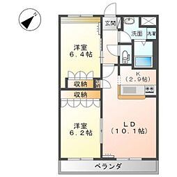 ハピネスガーデン 2LDKの間取図画像