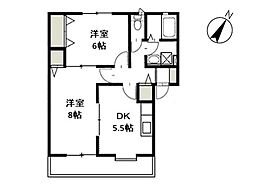 サンガーデン下田 2DKの間取図画像