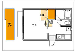 98リーベル 1Kの間取図画像