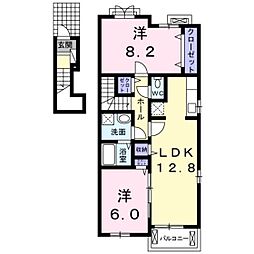 グレースカトレヤ 2LDKの間取図画像