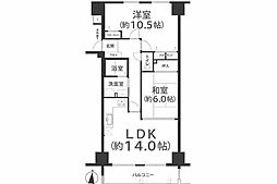 サーパス西古松1 2LDKの間取図画像