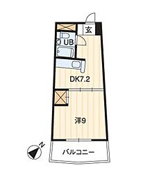 エクセルメゾン岡山 1DKの間取図画像