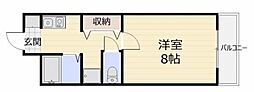 シャンティ青江 1Kの間取図画像