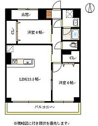 グランスクエア岡山駅西 2LDKの間取図画像