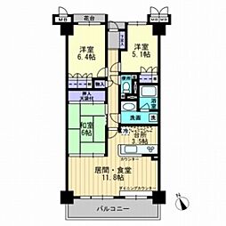 サーパスシティ大供 3LDKの間取図画像