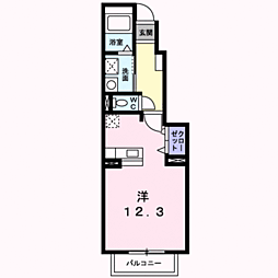 デフィー倉富A棟 ワンルームの間取図画像