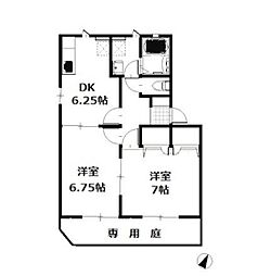 サンキャロットA 2DKの間取図画像