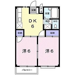 エルディム吉備A 2DKの間取図画像