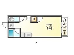 ソレイユK ワンルームの間取図画像