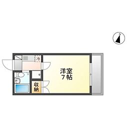 21ハイムB 1Kの間取図画像